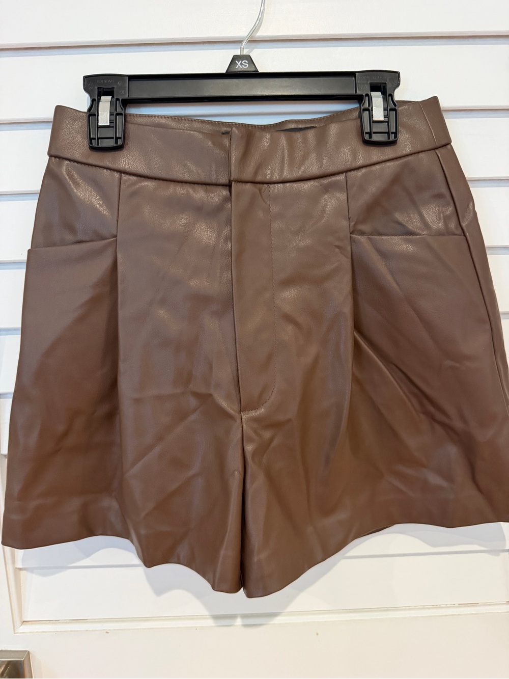 Zara Faux Leather Dress Shorts Sz XS Brown Glam Going Out Night Club